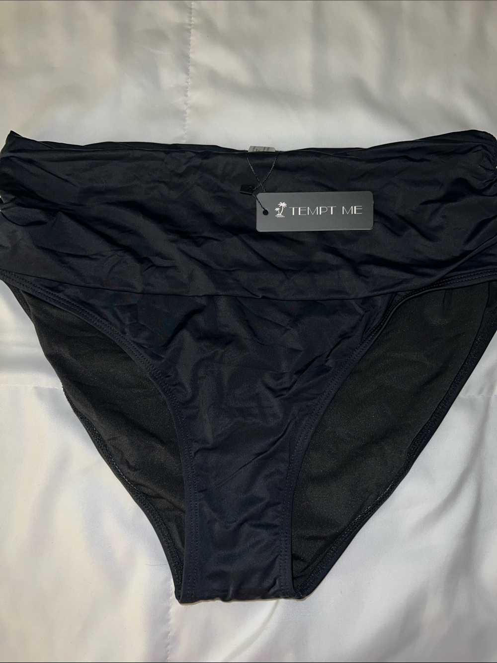 Tempt Me Women's Black High-Rise Bikini Bottom